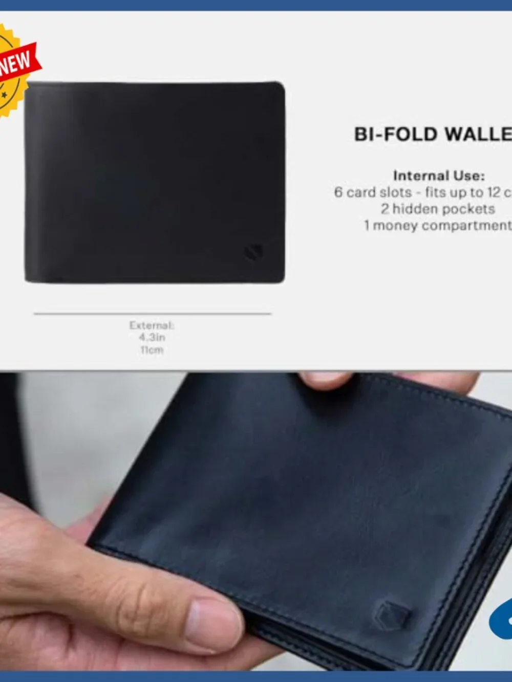 Slim RFID Blocking Bi-Fold Wallet, 6 Card Slots, Napa Leather, Travel Security